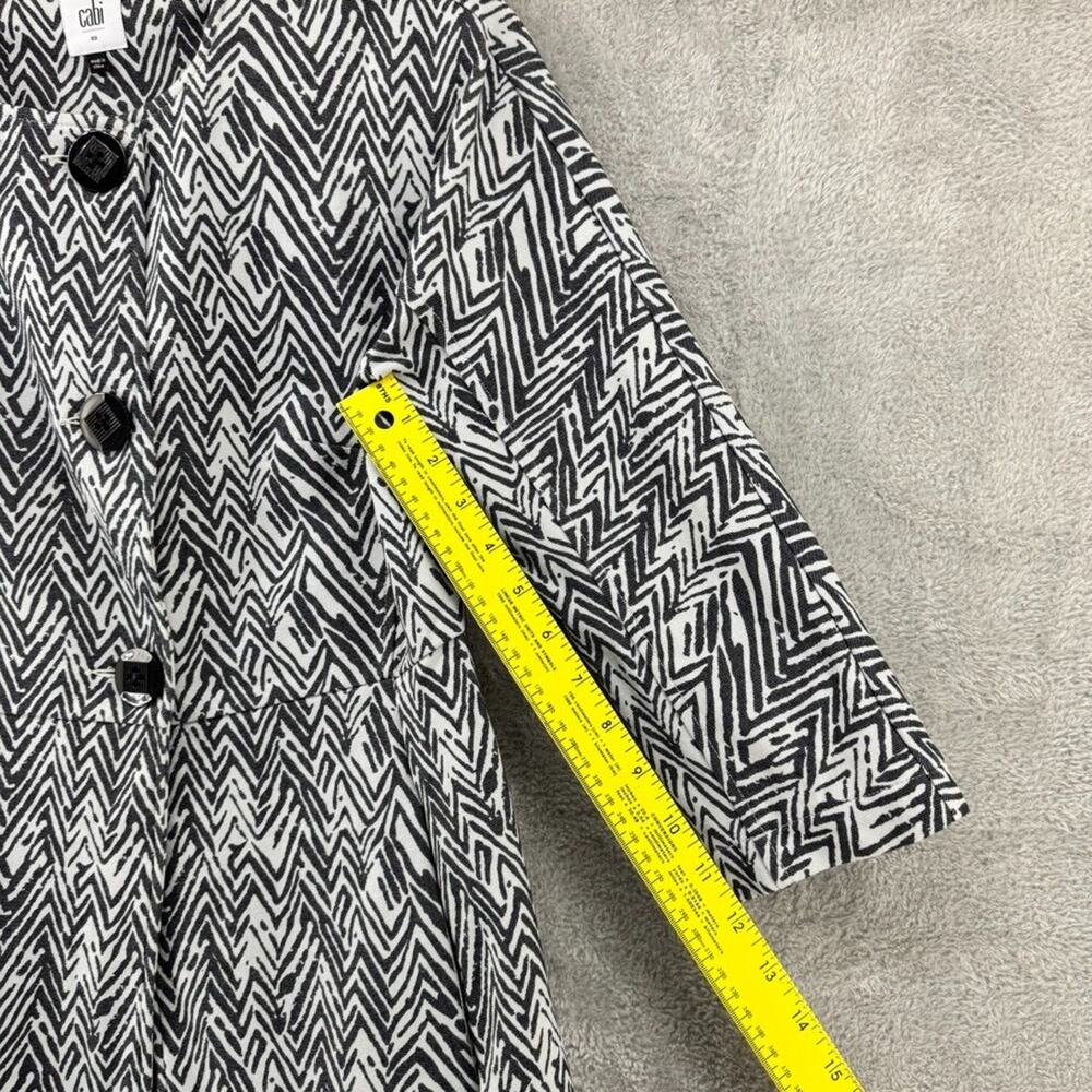 Cabi Jacket XS Gray Striped Zebra Zigzag Ponte Button Up Long 3/4 Sleeve Crew - Picture 12 of 16